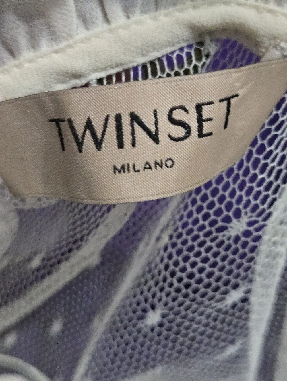 Twinset Milano Cream Lace Ruffle Blouse Sheer Swiss Dot Sleeveless  Top US Small - Picture 8 of 8